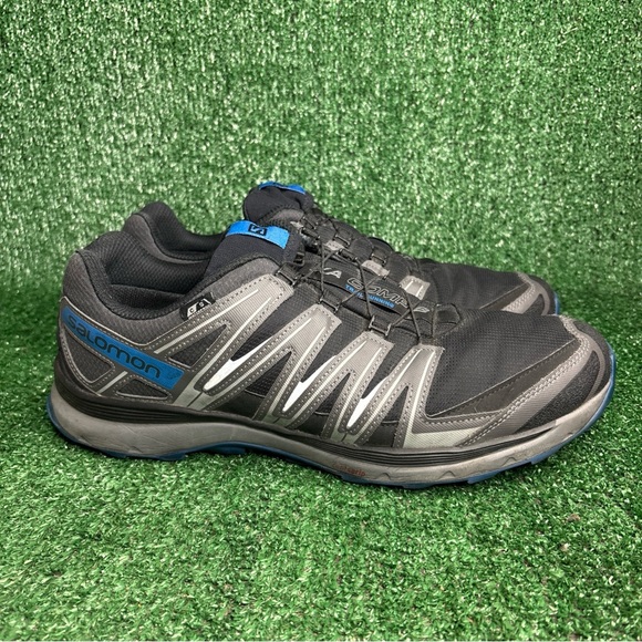 Salomon XA Comp 8 Trail Running Shoes Mens Size 14 Black Blue Athletic Sneakers
